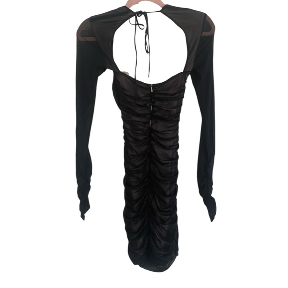 Lucy in the Sky Black Emery Ruched Long Sleeve Mini Dress Homecoming Small - Picture 4 of 6